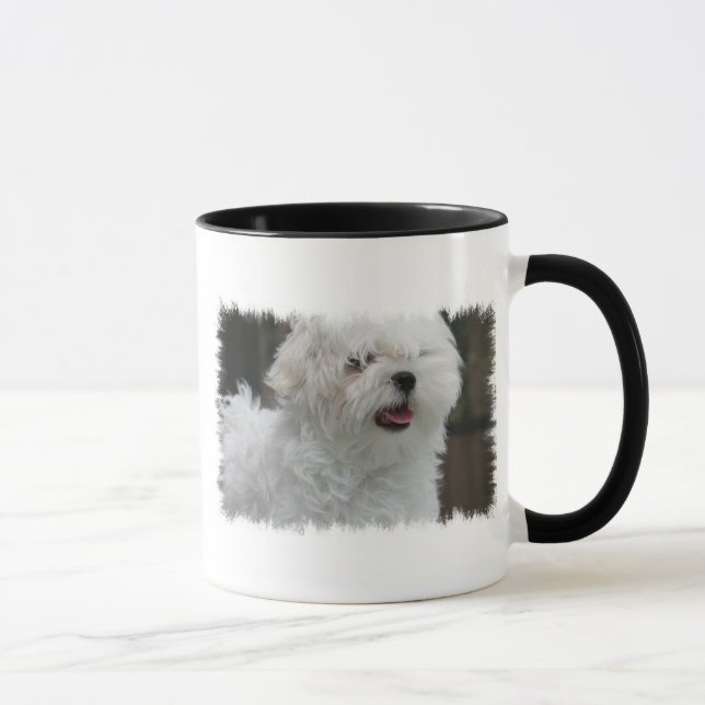 Taza de café maltesa blanca del perrito (Derecha)