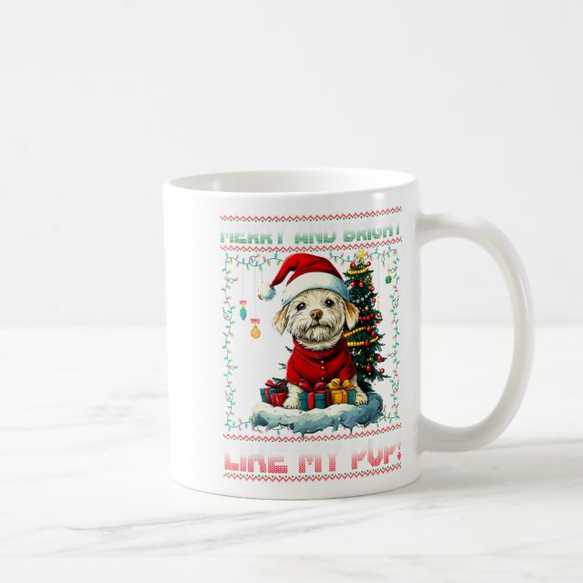 Taza De Café Maltese Christmas Tree Lights Decorations Dog Love (Derecha)