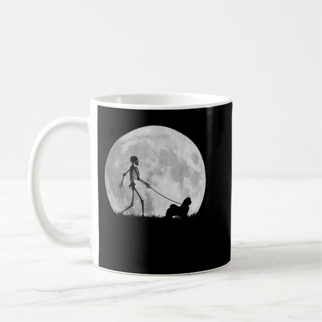 Taza De Café Maltese Halloween Skeleton Funny Dog Youth Kid Gir (Izquierda)