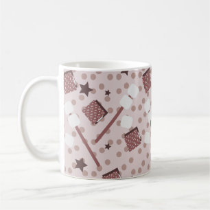 Taza De Café Malvaviscos Galletas Smores Camping Fuego Rosa
