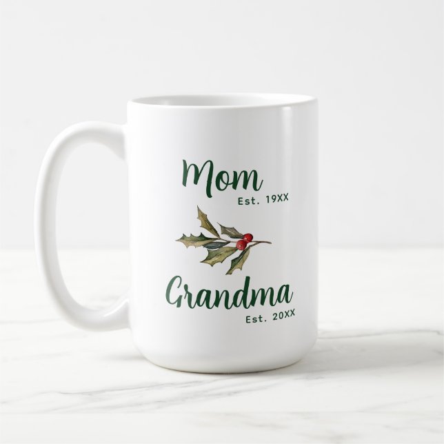 Taza De Café Mamá a las Abuelas Navidades Personalizado de vaca (Izquierda)