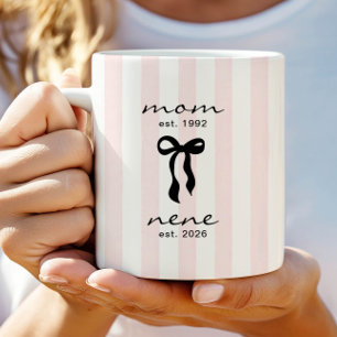 Taza De Café Mamá a Nene Mug Lazo Rosado Rayas