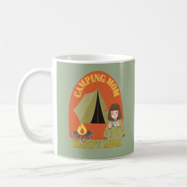 Taza De Café Mamá acampada retro tomando té, mamá acampada (Izquierda)