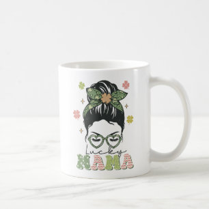 Taza De Café Mamá afortunada - Messy Bun - Clover St. Patrick