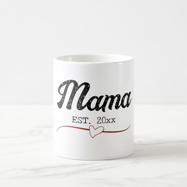 Taza De Café Mama año personalizado personalizado de texto cora (Centro)