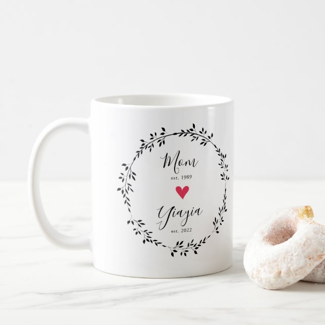 Taza De Café Mamá | Año Yiayia Este. Corazón (Con donut)