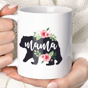 Taza De Café Mama Bear Elegante Flores Rústicas Florales