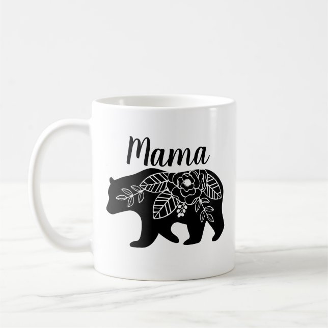 Taza De Café Mamá Bear Mug con diseño floral (Izquierda)
