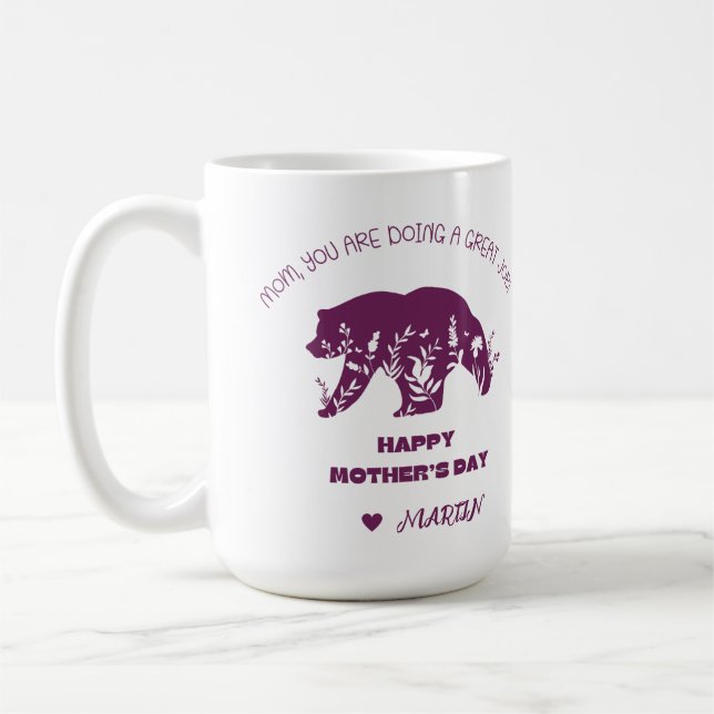 Taza De Café MaMa Bear Mug con nombre - Feliz regalo del Día de (Izquierda)