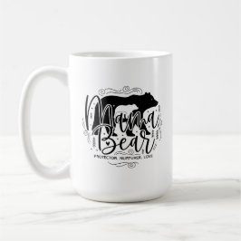 Taza De Café Mama Bear Protector Black & White Script Mama Bear