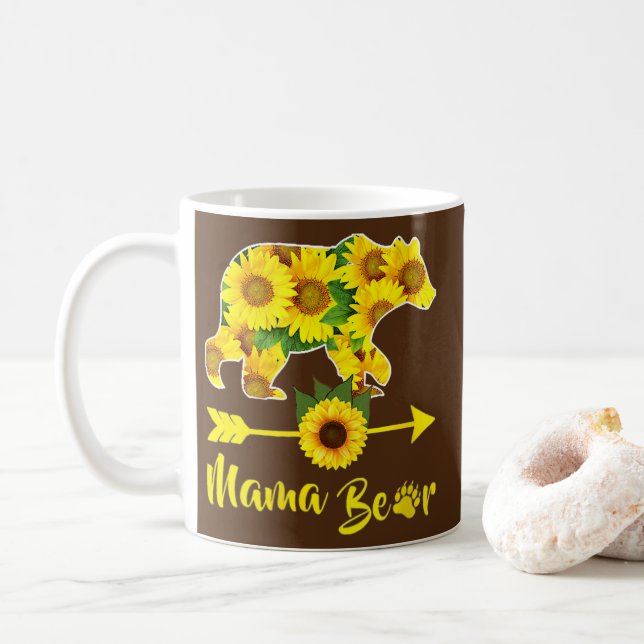 Taza De Café Mama Bear Sunflower Funny Día de la Madre Mamá y (Con donut)