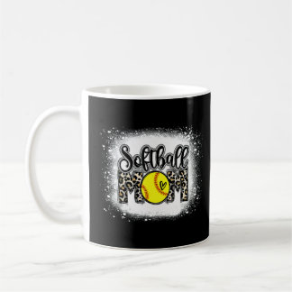 Taza De Café Mamá blanqueada de Softball Leopard Imprimir a mam