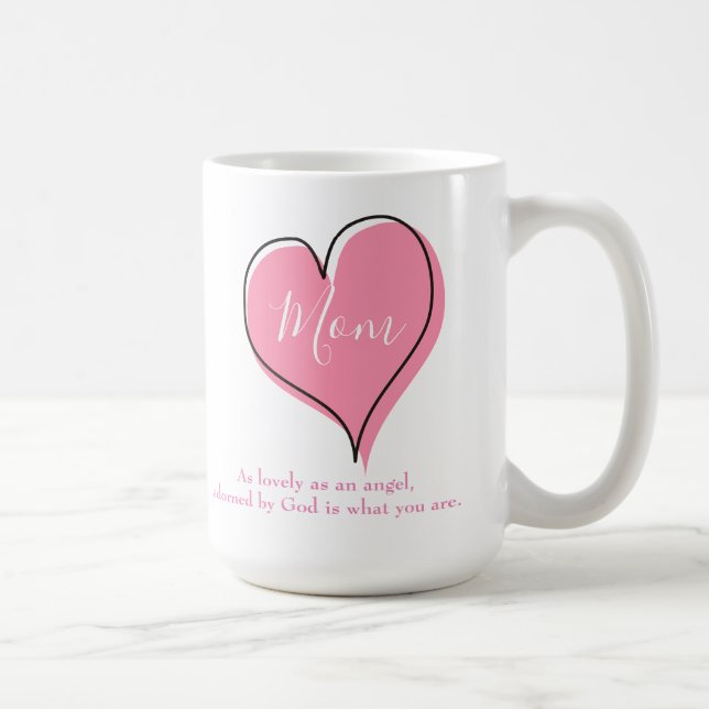 Taza De Café Mamá Bonito Rosa Corazón (Derecha)