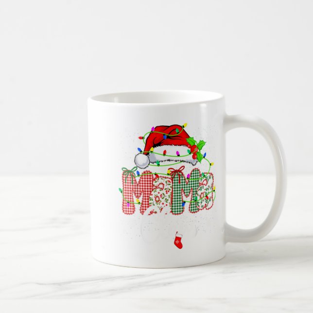 Taza De Café Mama Claus Shirt Christmas Lights Pajama Family Ma (Derecha)