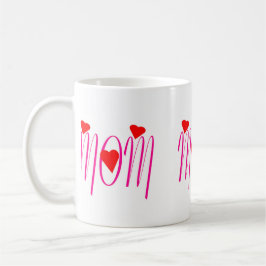Taza De Café Mamá con corazones rojos