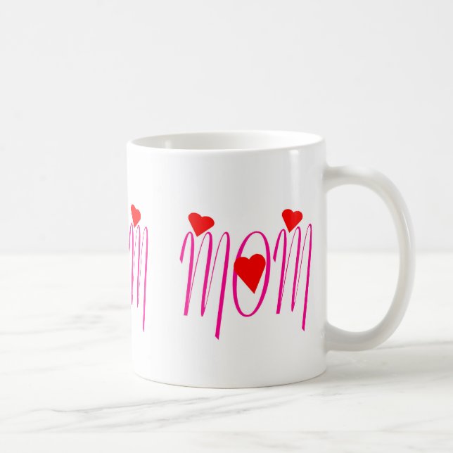 Taza De Café Mamá con corazones rojos (Derecha)