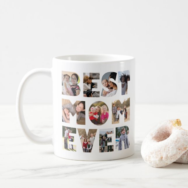 Taza De Café MAMÁ DE 11 AÑOS, Día de la Madre Collage de fotos (Con donut)