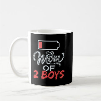 Taza De Café Mamá de 2 chicos divertida con batería baja