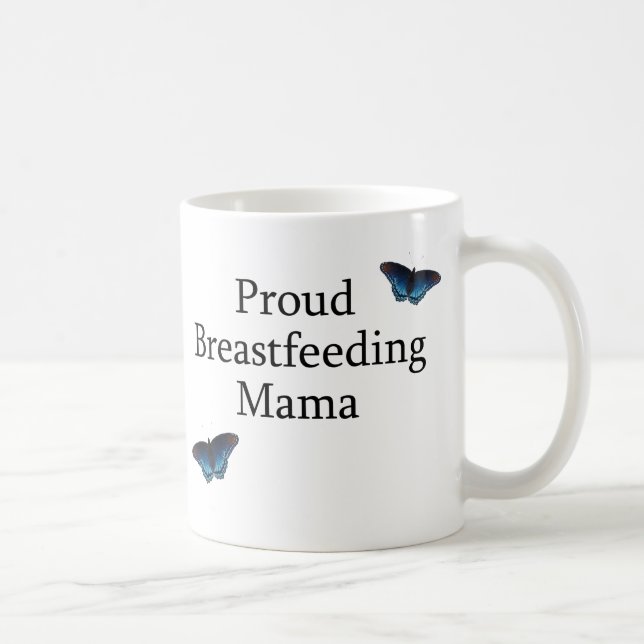 Taza De Café Mamá de amamantamiento orgullosa Blue Butterflies (Derecha)