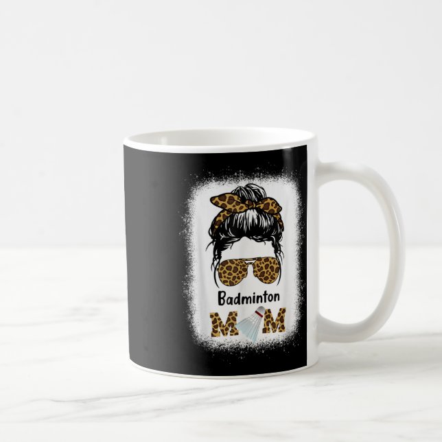Taza De Café Mamá de bádminton estampado de leopardo blanqueado (Derecha)