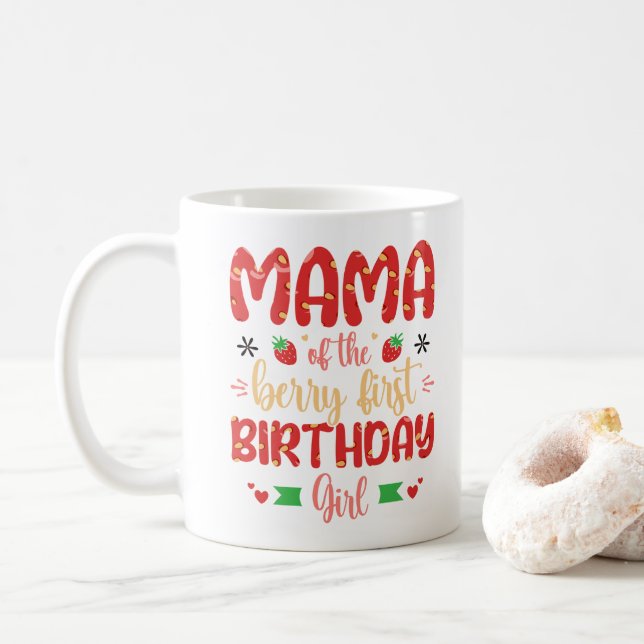 Taza De Café Mamá De Berry Chica De Primer Cumpleaños Madre Gra (Con donut)