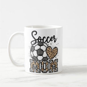Taza De Café Mamá de Fútbol Estampado de Leopardo Día de la Mad