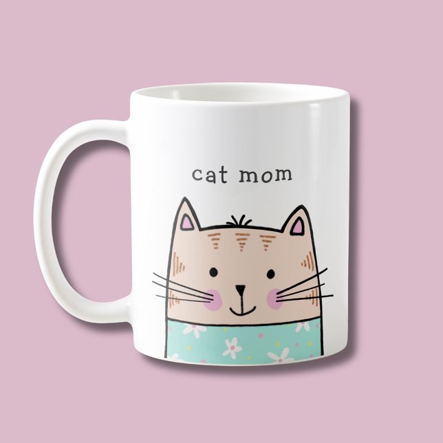 Taza De Café Mamá de gato (Cat mom pet lover animal lover coffee mug)