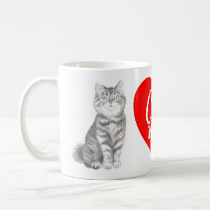 Taza De Café Mamá de gato adorable gris / atigrado de plata Amo