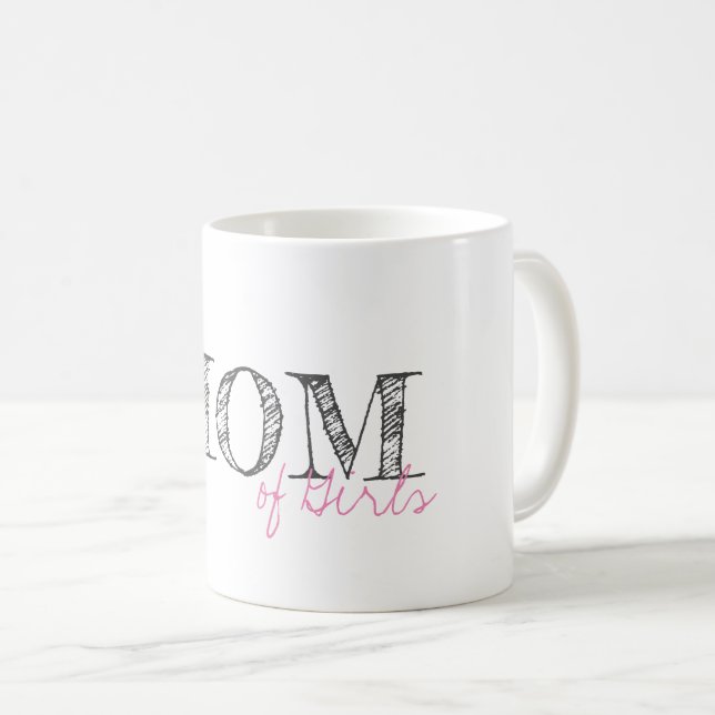 Taza De Café Mamá de los Chicas Bebé Pink Modern Typography Swe (Anverso derecho)