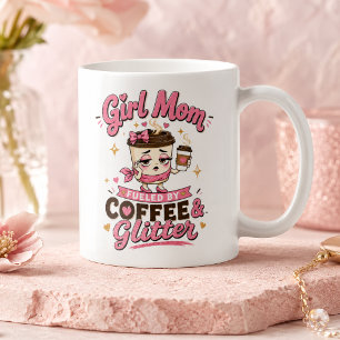 Taza De Café Mamá de niña alimentada por café y purpurina diver