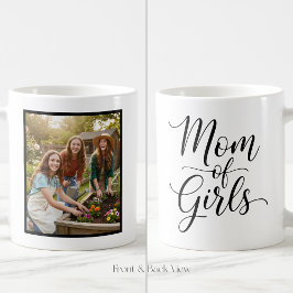 Taza De Café Mamá de Niñas Escritura Elegante 1 Foto Personaliz