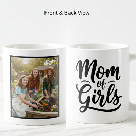 Taza De Café Mamá de Niñas Letra de Pincel 1 Foto Personalizada