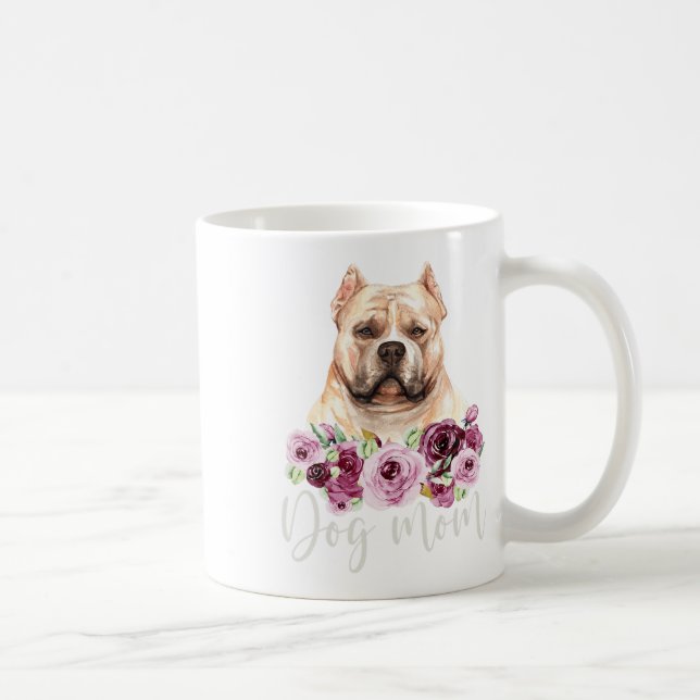 Taza De Café Mamá de perro bulldog Floral Bully Mama (Derecha)