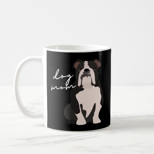 Taza De Café Mamá de perro del Bulldog blanco negro (Izquierda)