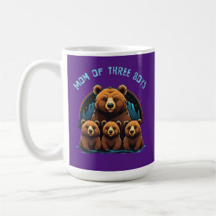 Taza De Café Mamá de tres niños Día de la Madre de oso y osito 