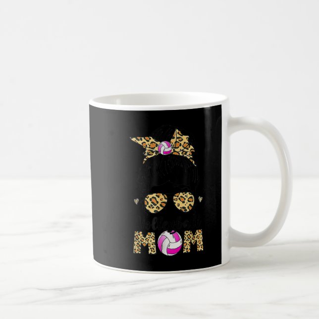 Taza De Café Mamá de voleibol leopard desordenada madre de mamá (Derecha)