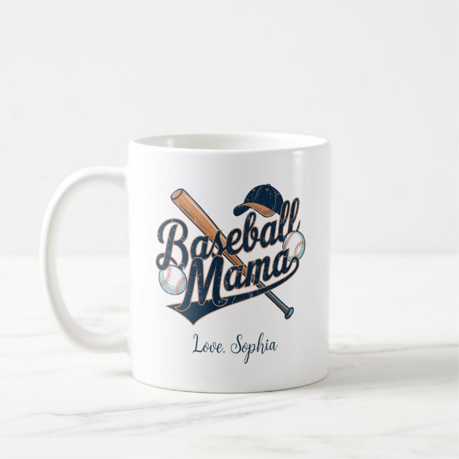 Taza De Café Mamá del béisbol, nombre personalizado del Día de  (Izquierda)