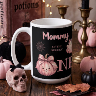 Taza De Café Mamá del Espeluznante Uno Retro Fantasma Rosa