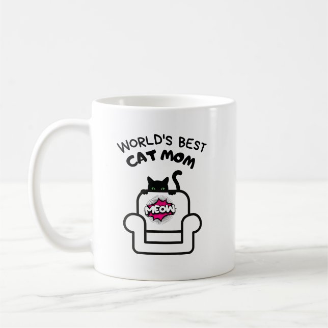 Taza De Café mamá del gato meow mug (Izquierda)