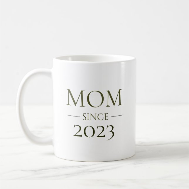 Taza De Café Mamá Desde Año Personalizado Maternidad Mínima (Izquierda)