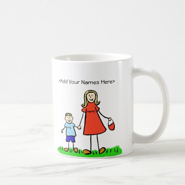 Taza De Café Mamá e hijo - Mugs personales de la familia rubia (Derecha)