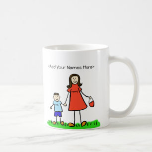 Taza De Café Mamá e hijo - Personalizado de la familia Brunette