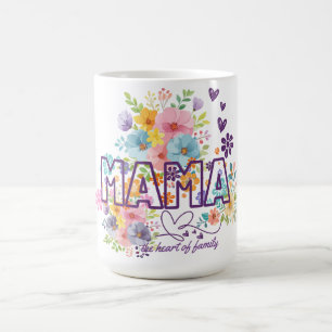 Taza De Café Mamá el corazón de la familia diseño trendy