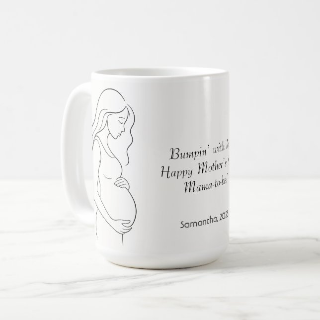 Taza De Café Mamá en camino personalizada | Silhouette de embar (Anverso izquierdo)