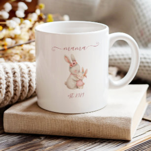 Taza De Café Mama Encantadora Conejos Boho Acuarela Establecido