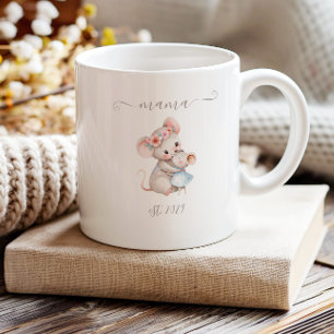 Taza De Café Mama Encantadora Establecida Ratones Acuarela Boho