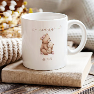 Taza De Café Mama Encantadora Osita Acuarela Boho Establecida