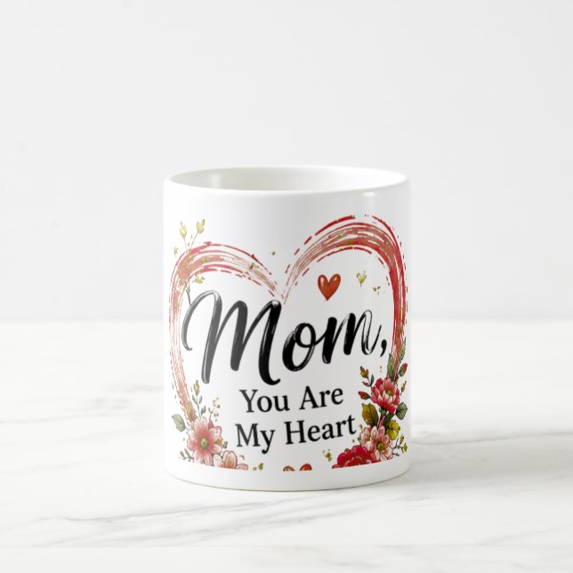 Taza De Café Mamá Eres Mi Corazón Floral Corazón (Centro)