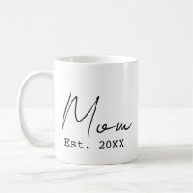Mamá Est. Sencillo Script Elegante Negro Blanco Nu