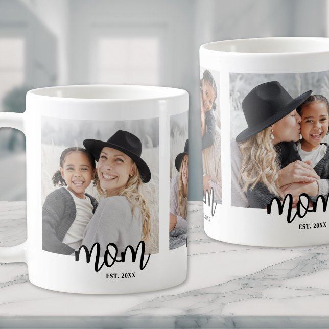 Taza De Café Mamá Establecida Collage de 3 Fotos (Mom Established 3 Photo Collage Coffee Mug)